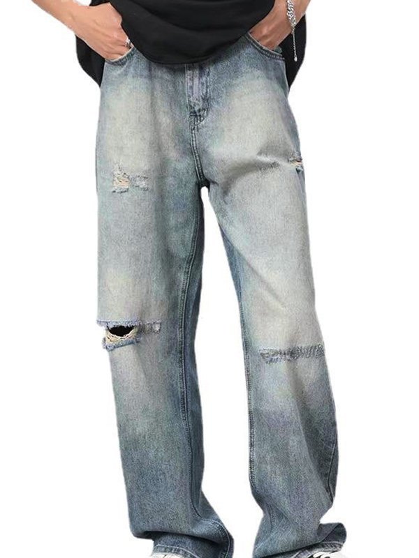 Asymmetrische, zerrissene Herrenjeans-2
