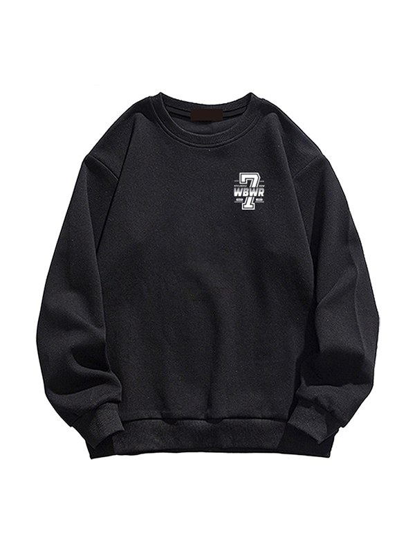 Herren Vintage Number Letter Fleece Langarm-T-Shirt-2