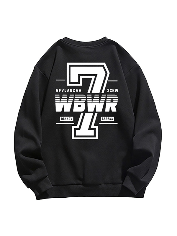Herren Vintage Number Letter Fleece Langarm-T-Shirt-3