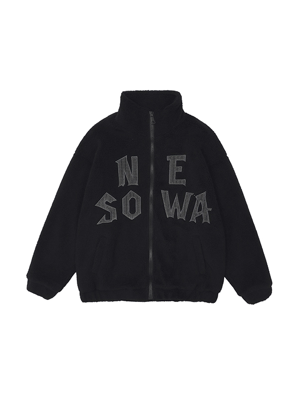 Übergroße Jacke aus Lammwolle mit Buchstabenstickerei-4