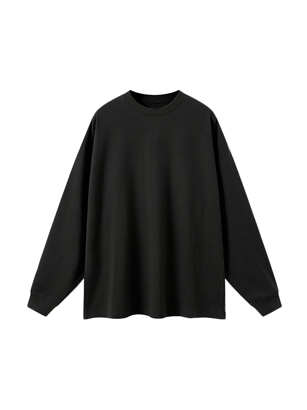Einfarbiges Herren-Langarm-T-Shirt mit tief angesetzter Schulterpartie-2