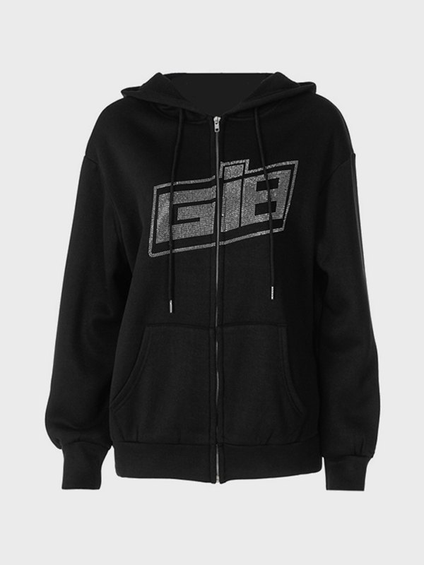Kapuzenpullover Liebe mit Strass-Buchstaben-Grafik-2