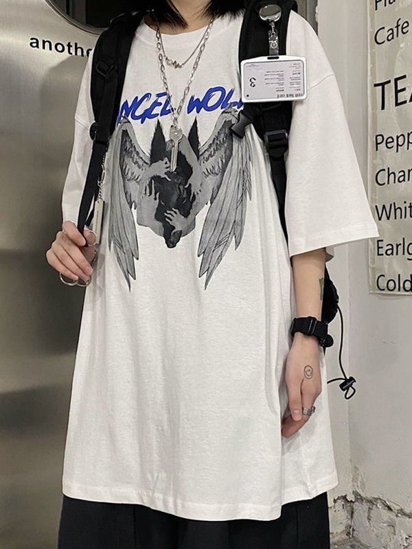 Angel Wolf Kurzarm-Grafik-T-Shirt für Herren-1